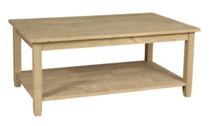 solid wood coffee table with shelf